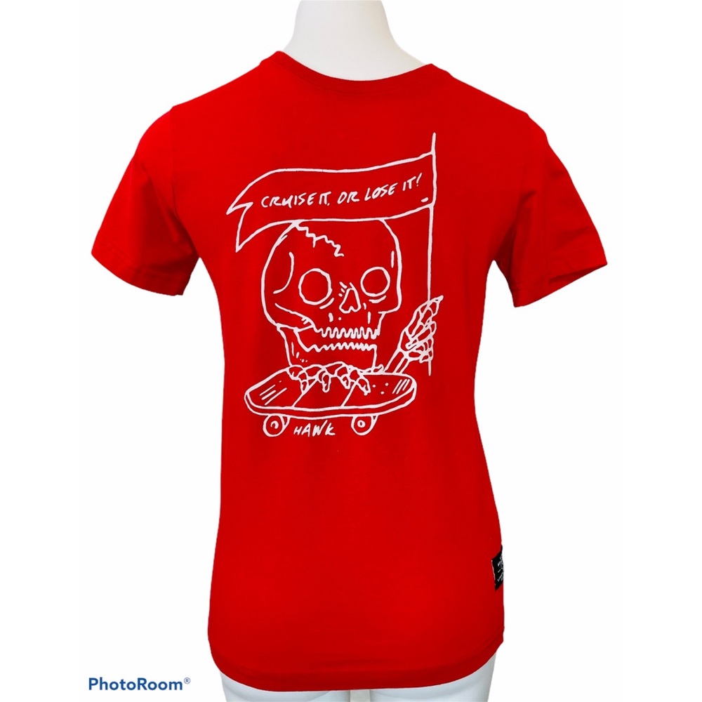 Tony Hawk Boys Red Skull Skateboard T-shirt